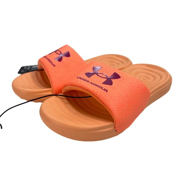 Under Armour Girls Ansa Graphic Fixed Strap Slide Sandal Orange/Cherry Size 11K - Picture 1 of 6